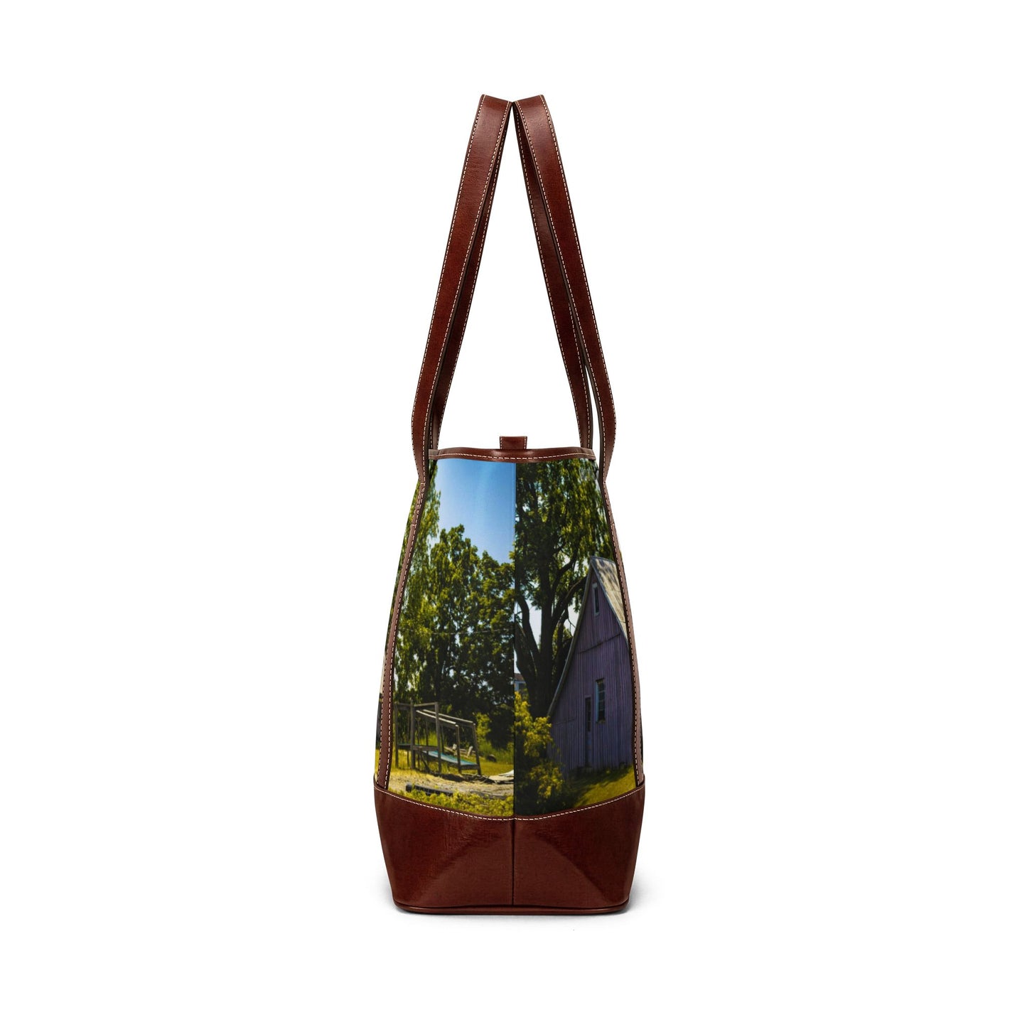 Barn Landscape Tote Bag — Rustic Farmhouse Handbag with Country Barn Photo