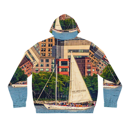Sailboat Cityscape Zip Hoodie — Men’s Nautical Jacket