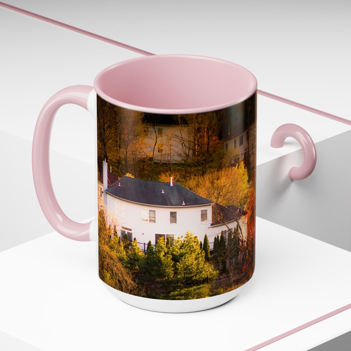 Two Tones, 15oz Ceramic Coffe Mug with Elegant High-Res, Full Color Natural Landscape Image.