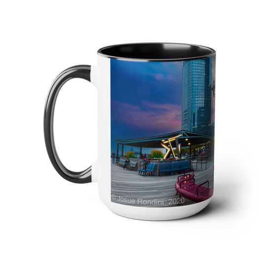 Taza de café de cerámica de dos tonos de 15 oz.