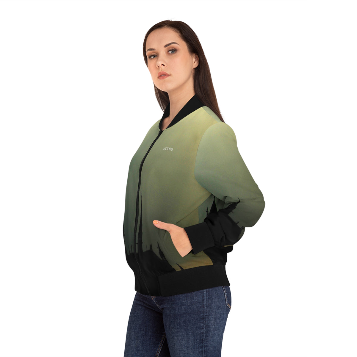 Newark Cathedral Women's Bomber Jacket - Newark Ethereal Silhouette