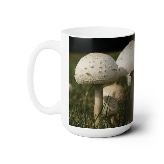 Elegant 15oz Ceramic Coffee Mug with a beautiful mushroom image.