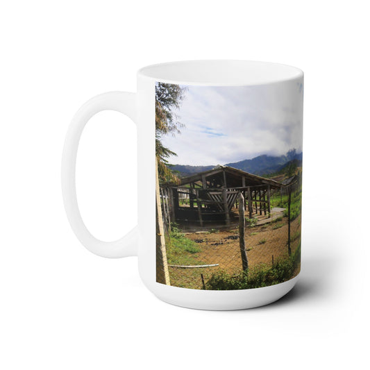 Elegant 15oz Ceramic Coffee Mug printed with a beautiful image of a impactful country side.