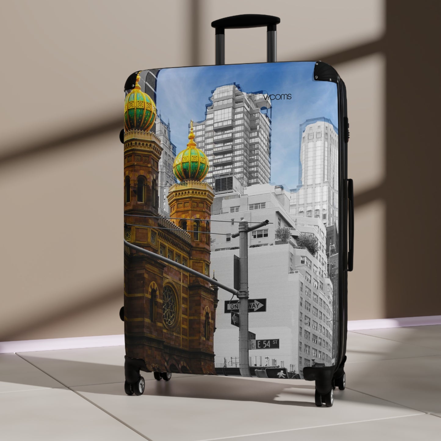 Cityscape Carry-On Suitcase — Vintage Church & Modern Skyline Travel Luggage