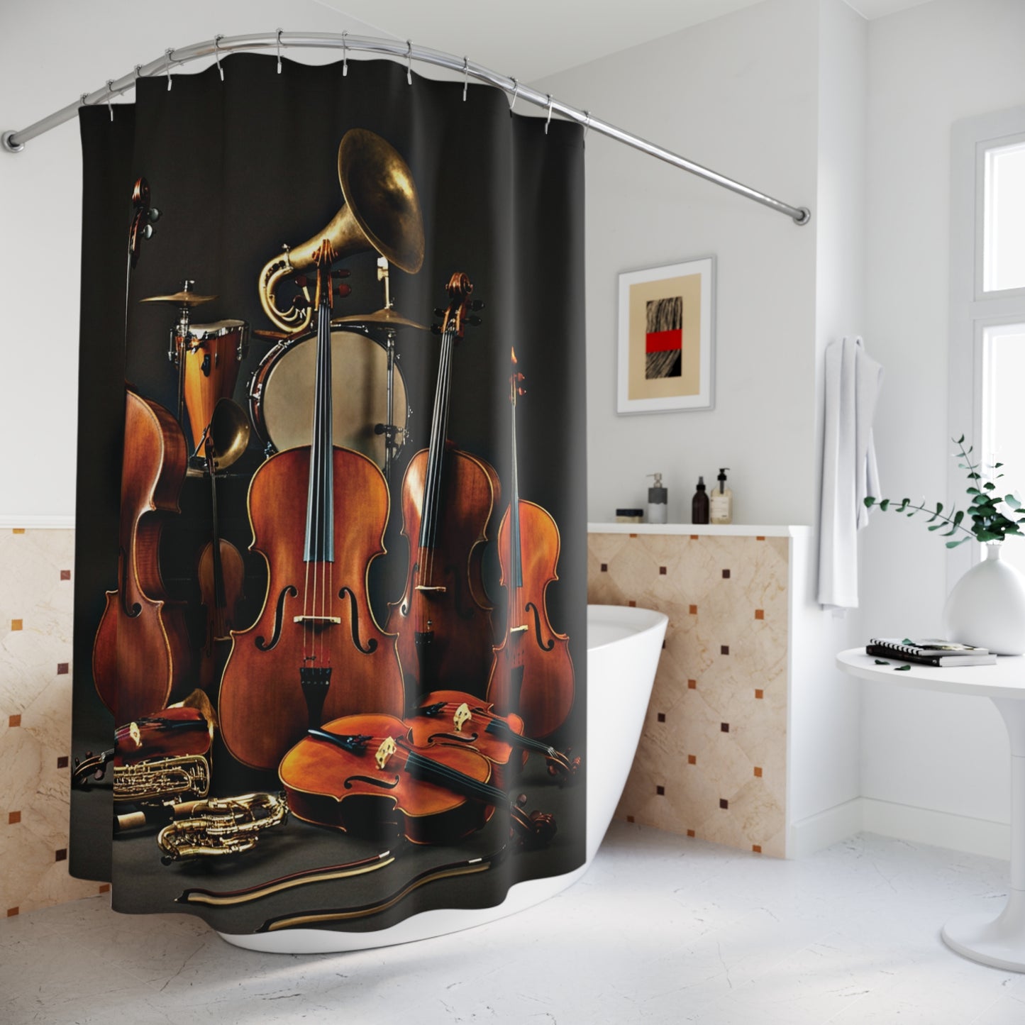 Shower Curtain Printed With Exclusive, High-Res, Full Color Beautiful Image.