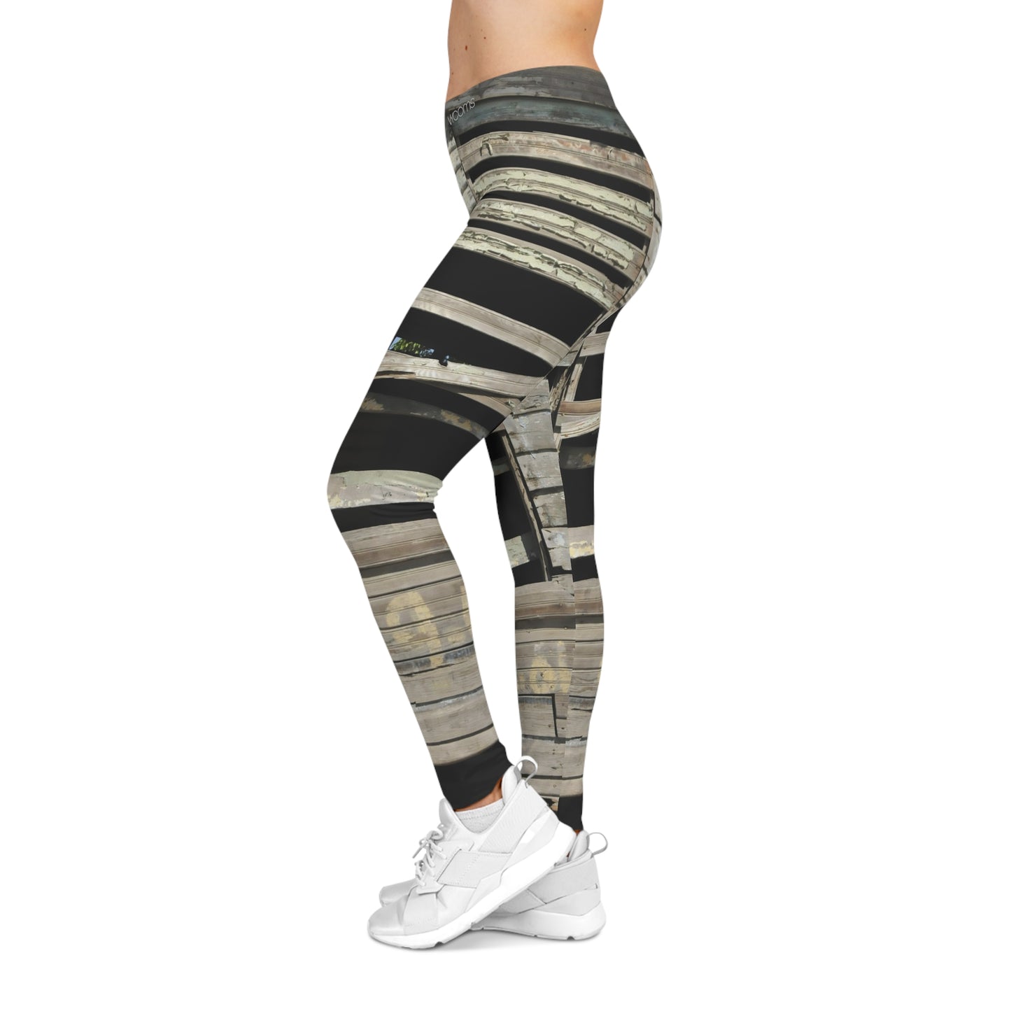 Rustic Weathered Wood Window Leggings — Distressed Barnboard Yoga Pants