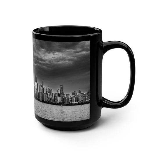 Elegante taza de cerámica de 15 oz con imagen a todo color y alta resolución del horizonte de Nueva York.