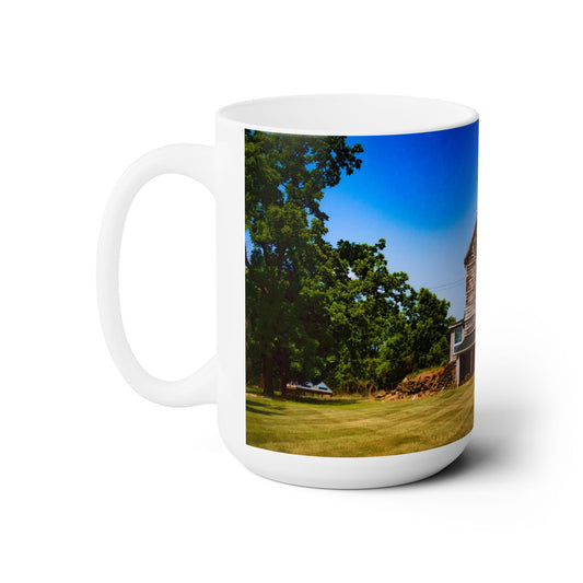Elegant 15oz Ceramic Coffee Mug with a beautiful image of a country side