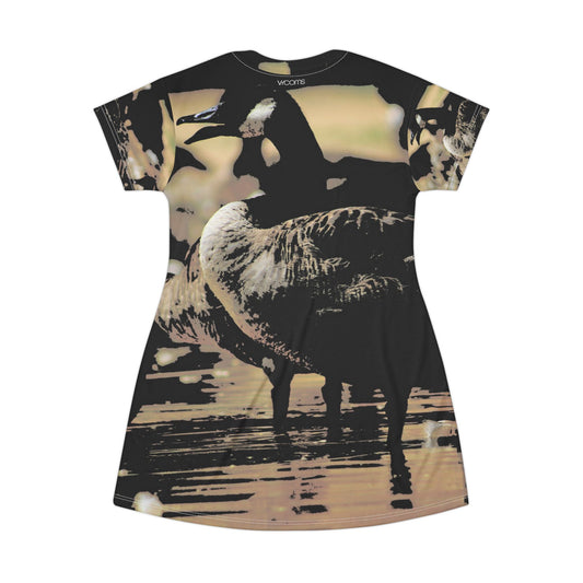 Lakeside Duck Dress – High-Contrast Serenity Edition