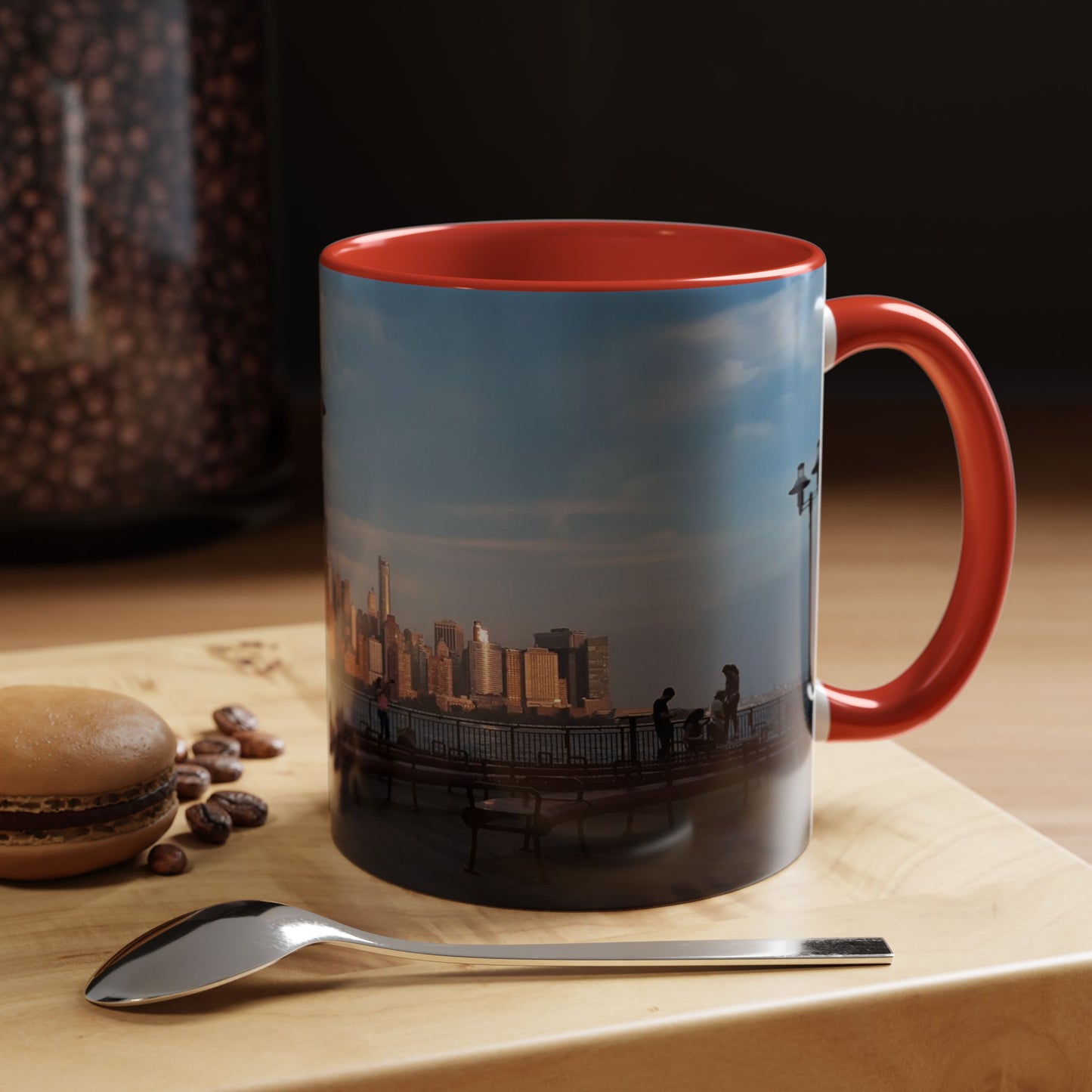 Two Tone Ceramic 11oz. Mug, Printed with a High-Res Image of New York City View.