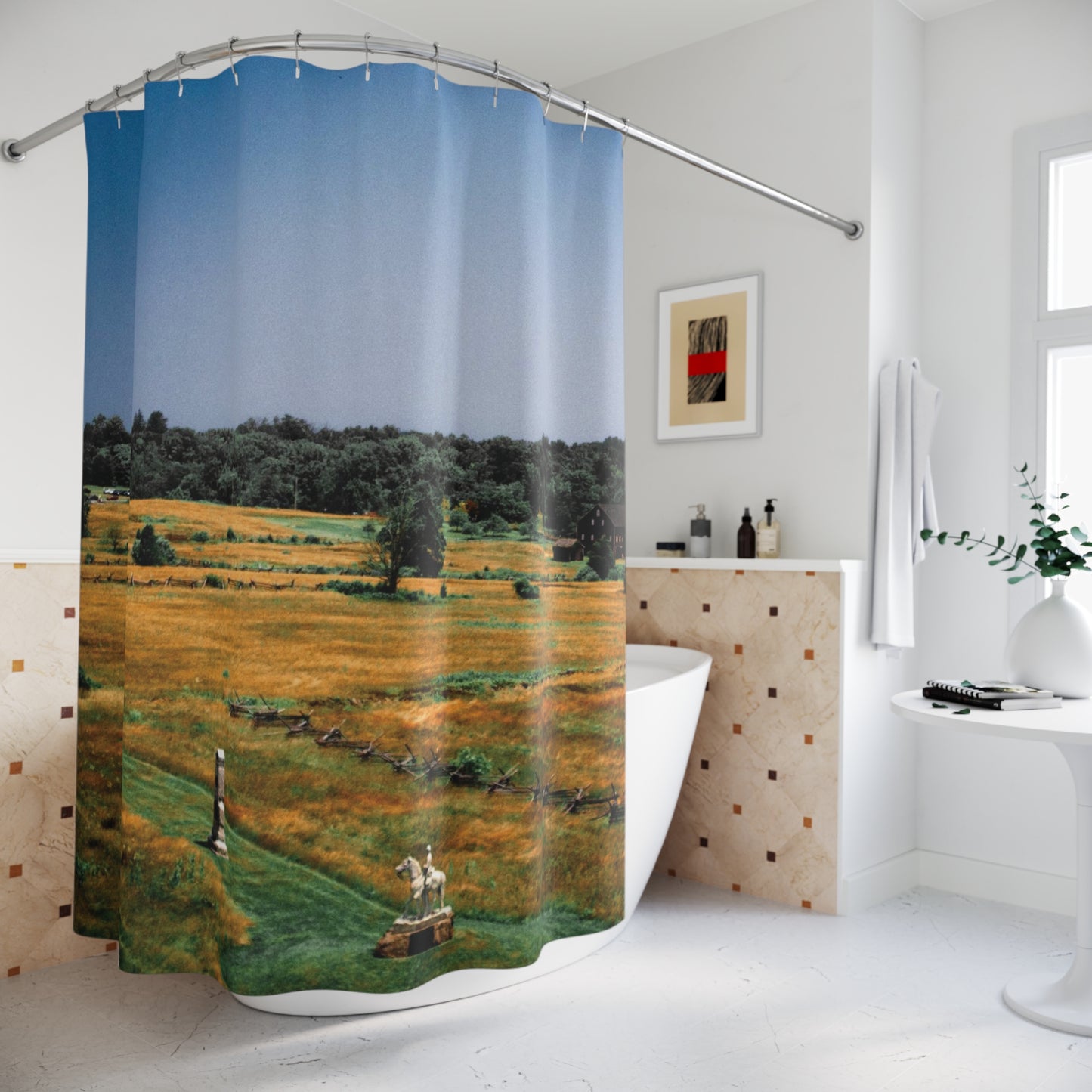 Shower Curtain Printed With Exclusive, High-Res, Full Color Beautiful Image.