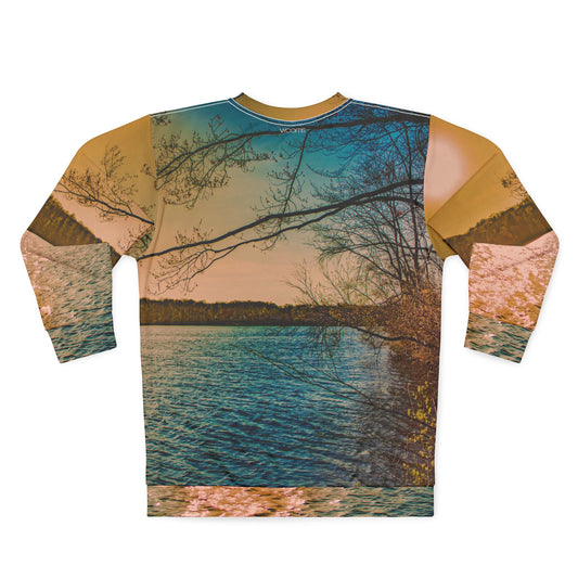 Franklin Lakes Sunset Scenic Sweatshirt — Vintage Watercolor Landscape