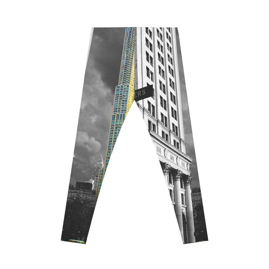 Leggings para mujer con paisaje urbano de Nueva York: rascacielos monocromático