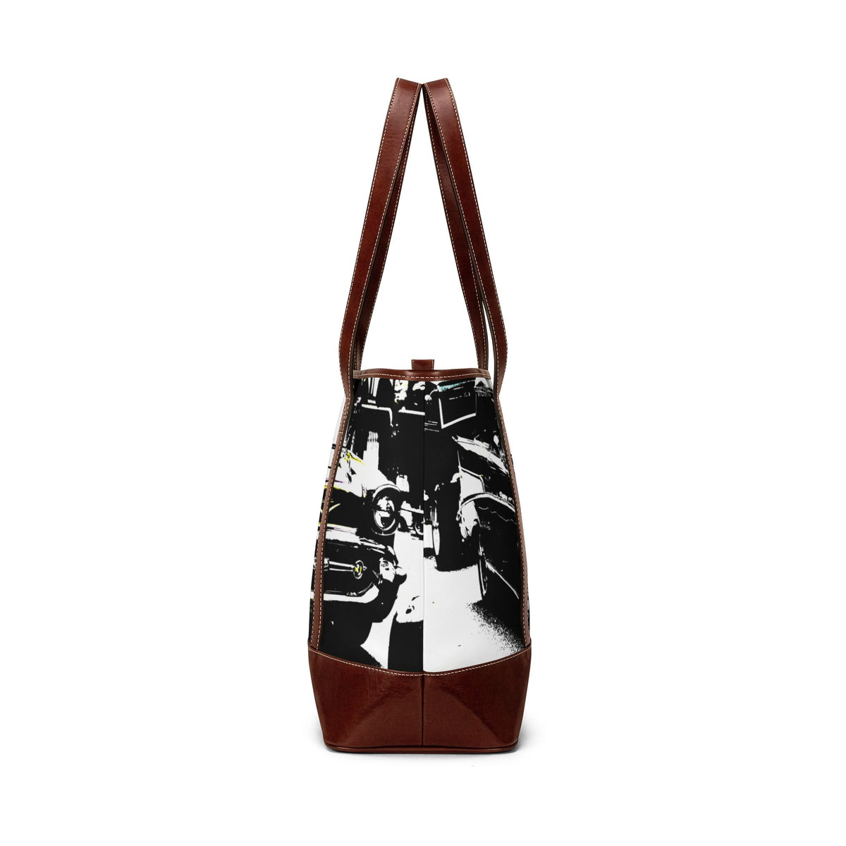 Vintage Classic Car Handbag – Retro Black & White Automotive Tote