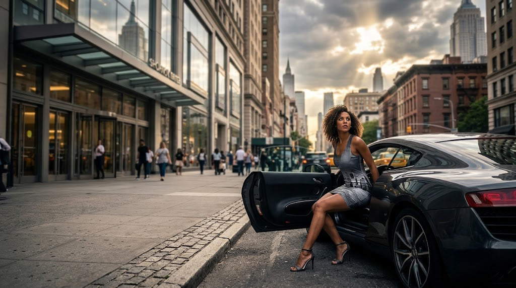 City Skyline Racerback Dress — Black & White New York Waterfront Print