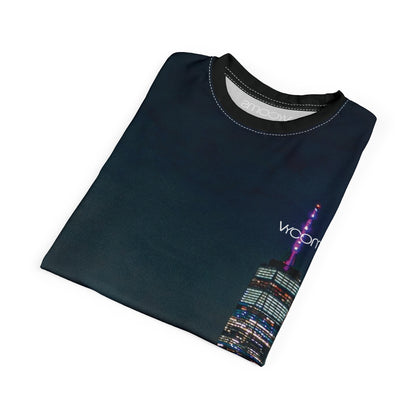 NYC Lower West Side Skyline Night Tee — Hudson River Photo Print