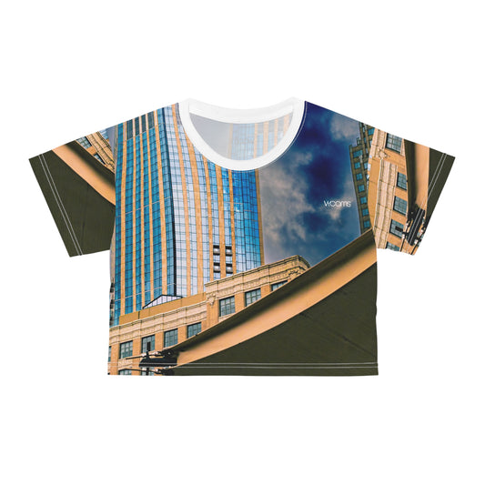 Architectural Photo Crop Tee — Urban Skyscraper All-Over Print