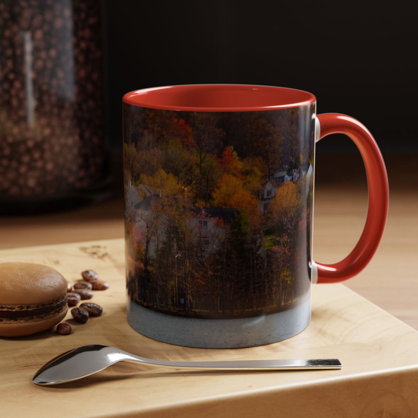 Two Tones, 11oz Ceramic Coffe Mug with Elegant High-Res, Full Color Natural Landscape Image.