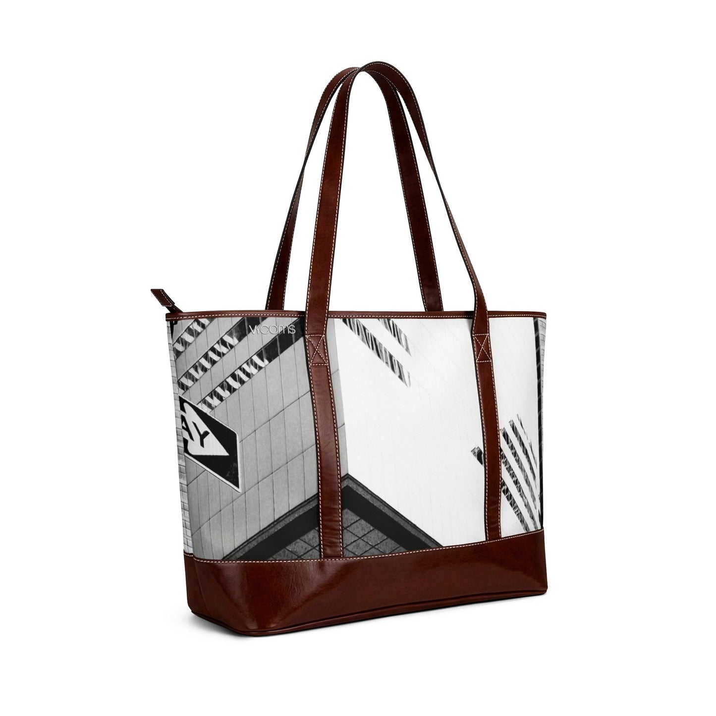 Monochrome Cityscape Tote Handbag