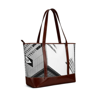 Monochrome Cityscape Tote Handbag