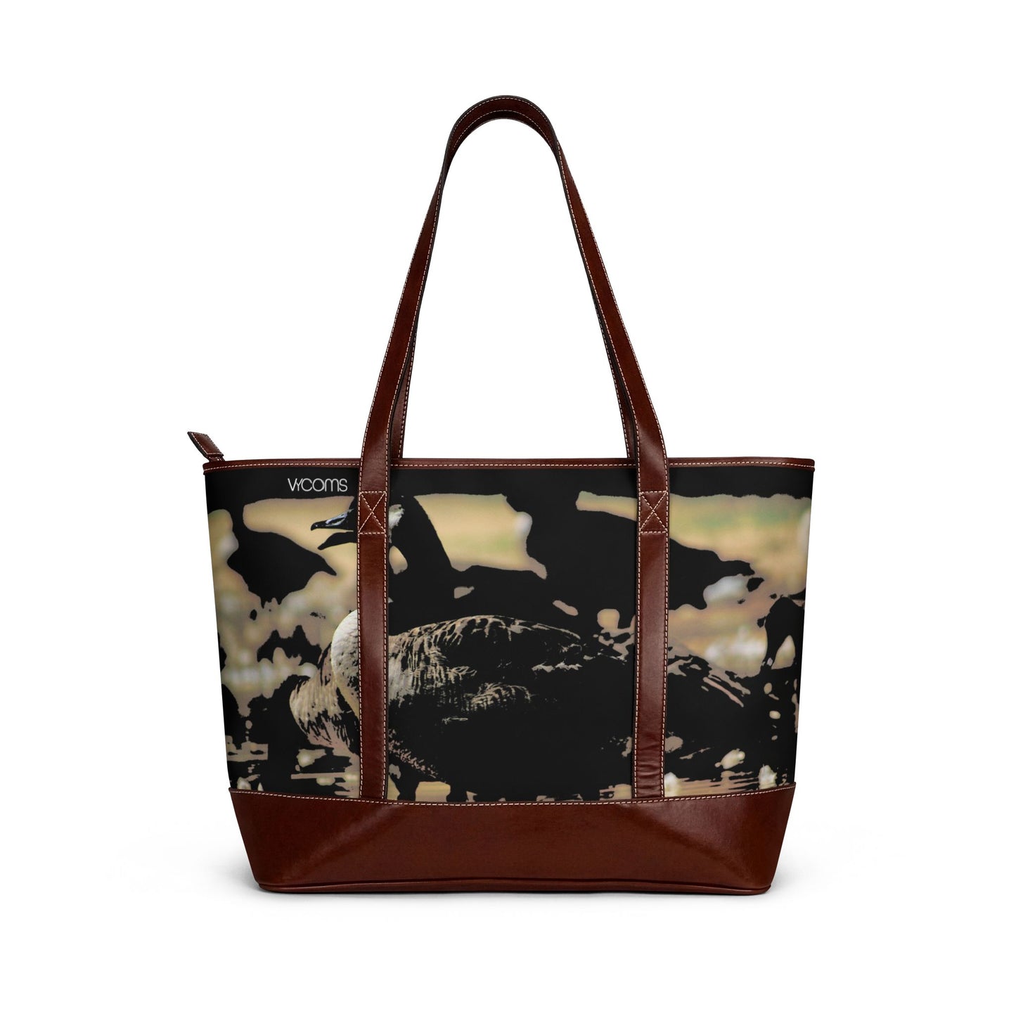 Vintage Noir Floral Tote Bag — Chic Leather-Trimmed Everyday Handbag