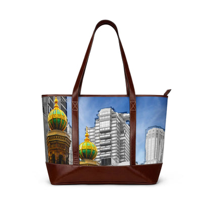City Skyline Tote Handbag — Colorful Onion Dome Landmark Print