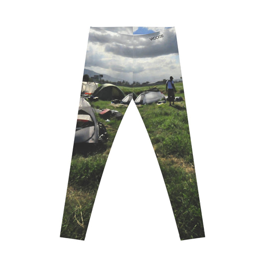 Leggings con imagen de camping — Escena de campamento al aire libre