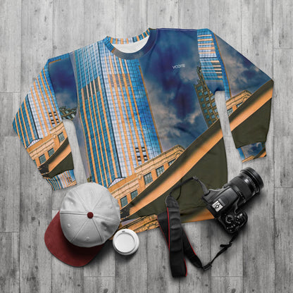 Glass Building Cityscape Sweatshirt — Urban New Jersey Skyline Crewneck