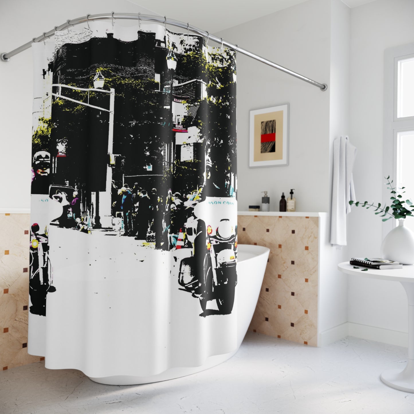 Shower Curtain Printed With Exclusive, High-Res, Full Color Beautiful Image.