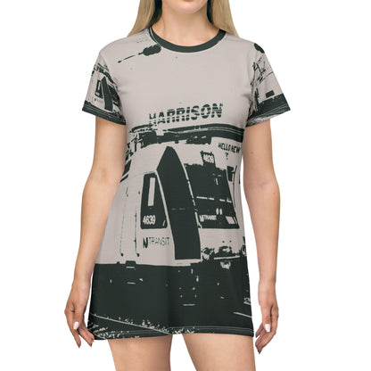 Train at Harrison Station Dress – B&W Commuter Edition