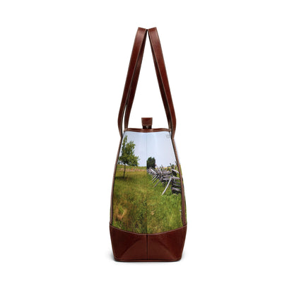 Country Meadow Tote Bag — Rustic Fence Landscape Handbag