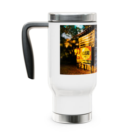 Rustic Stainless Steel Travel Tumbler with Handle – Perfect for Coffee Lovers