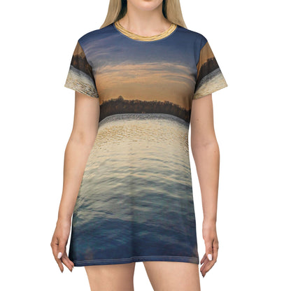 Sunset Lake Dress — Tranquil Golden Water View