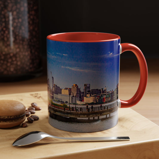 Two Tone 11oz Ceramic, Coffe Mug, Printed with a High-Res Elegant New New York City View Image