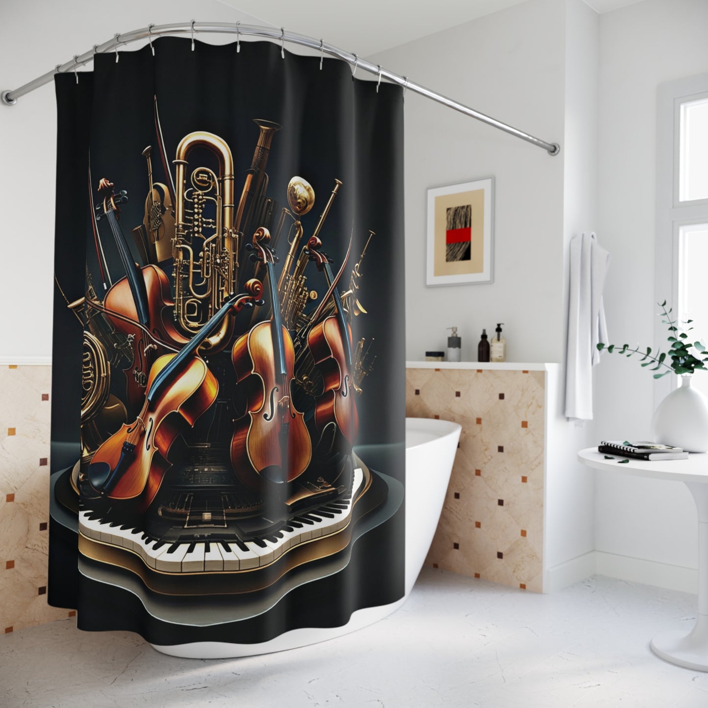 Shower Curtain Printed With Exclusive, High-Res, Full Color Beautiful Image.