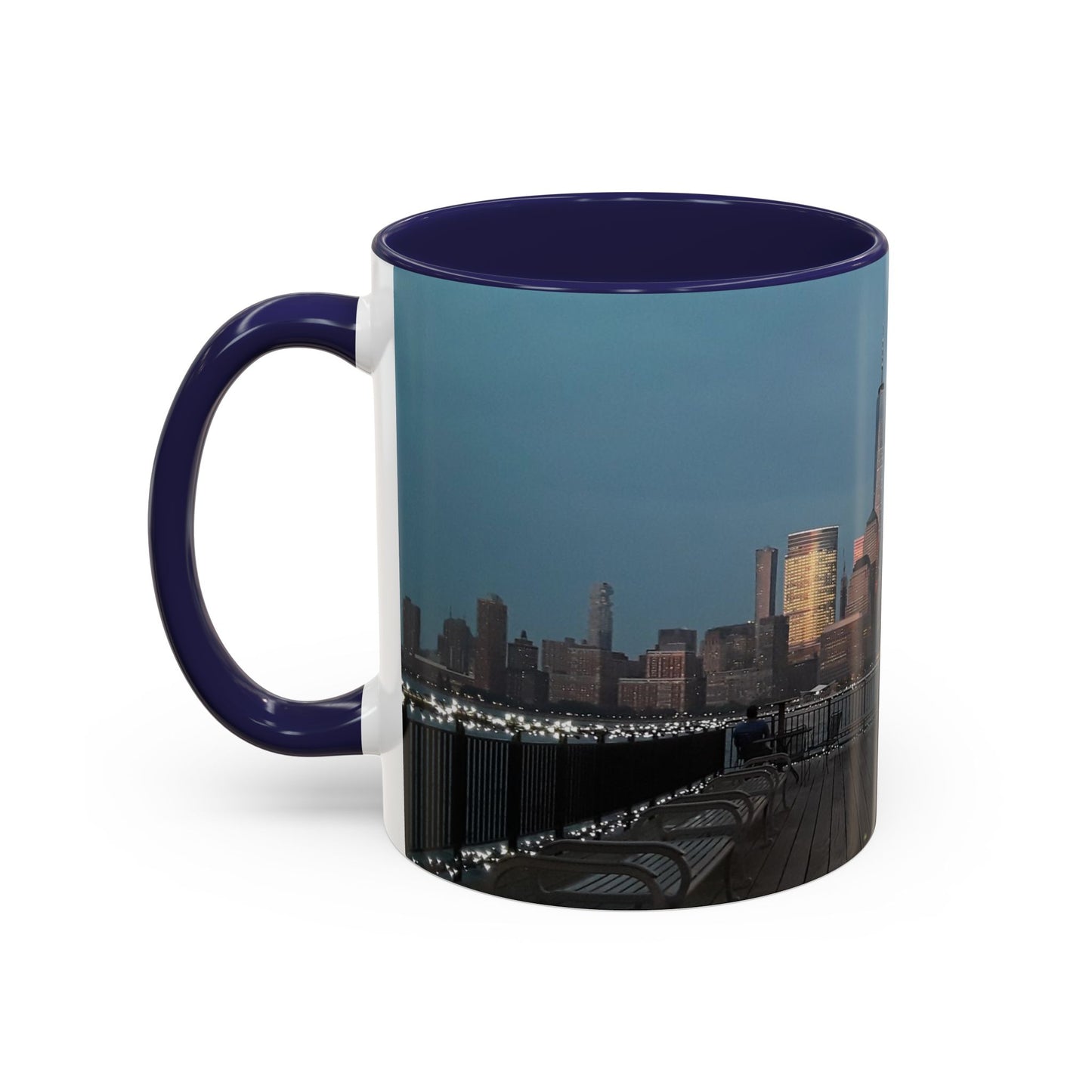 Two Tone 11 oz. Ceramic Mug, Printed with a High-Res Image of  New  York City View.