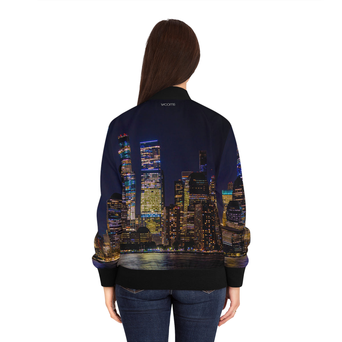 Women's Bomber Jacket - Manhattan Skyline Nocturne