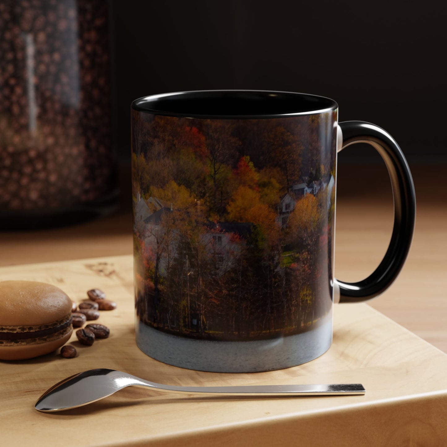 Two Tones, 11oz Ceramic Coffe Mug with Elegant High-Res, Full Color Natural Landscape Image.