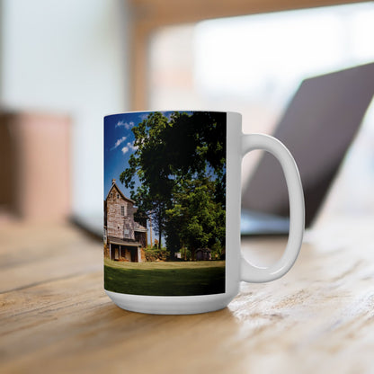 Elegant 15oz Ceramic Coffee Mug printed with a beautiful image of a country side.