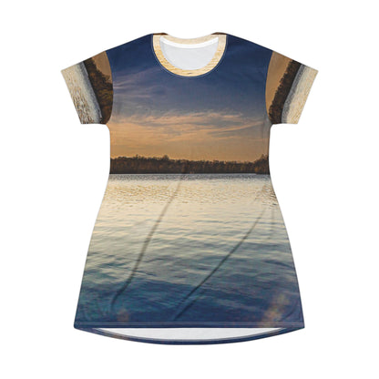 Sunset Lake Dress — Tranquil Golden Water View