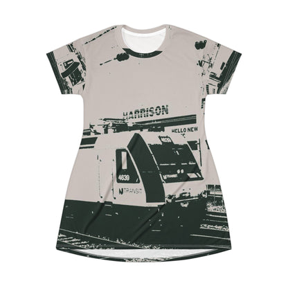 Train at Harrison Station Dress – B&W Commuter Edition