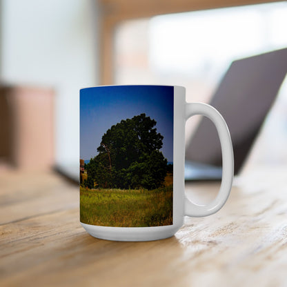 Elegant 15oz Ceramic Coffee Mug printed with a beautiful image of a country side.
