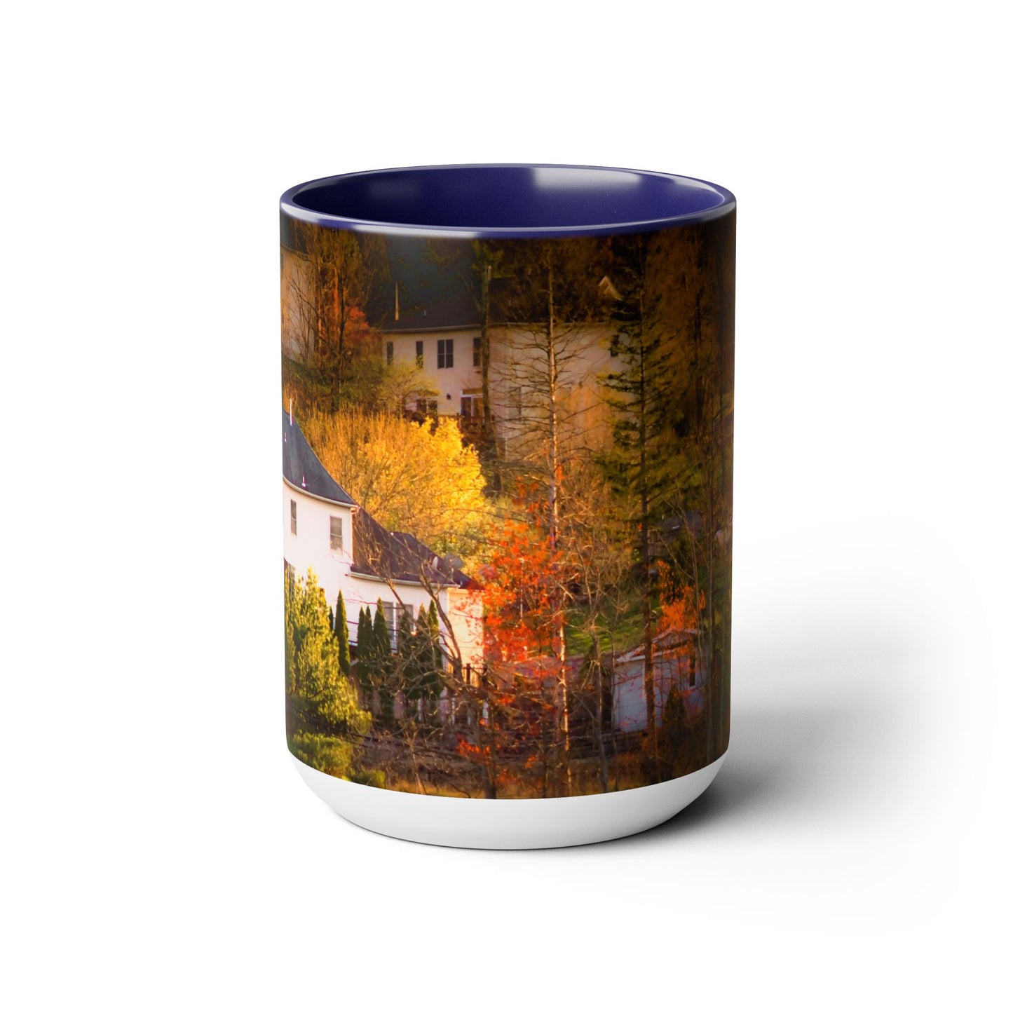 Two Tones, 15oz Ceramic Coffe Mug with Elegant High-Res, Full Color Natural Landscape Image.