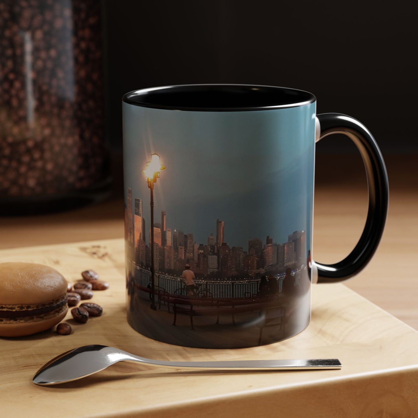 Two Tone 11 oz. Ceramic Mug, Printed with a High-Res Image of  New  York City View.