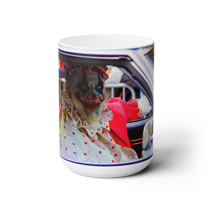 Elegant 15oz Ceramic Coffee Mug printed with a nice clown driver.