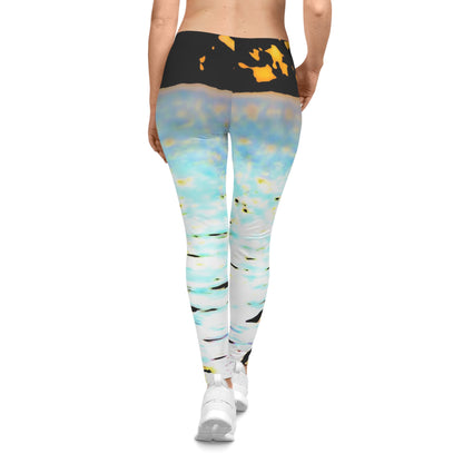Duck At a Lake Women's Leggings — Aqua Blue Coastal