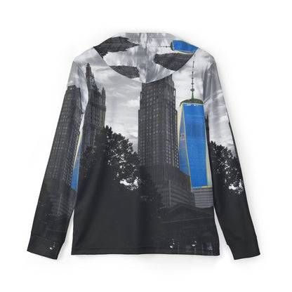 Lower Manhattan NYC Skyline Waterproof Warmup Hoodie — One World Trade Center Design