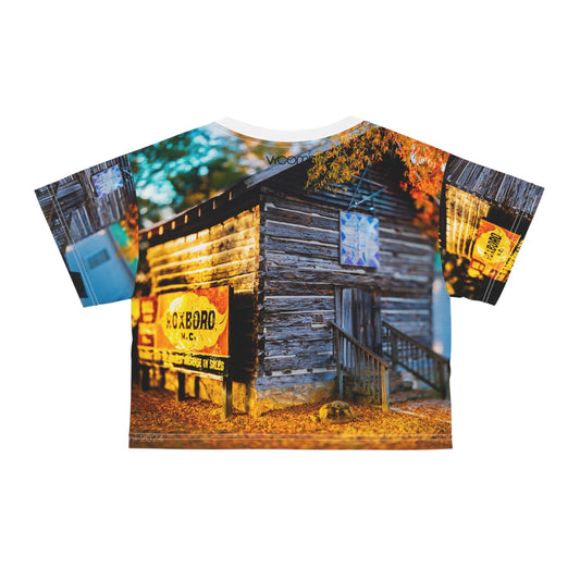 Rustic Barn Photo Crop Tee — Vintage Country Cabin All-Over Print