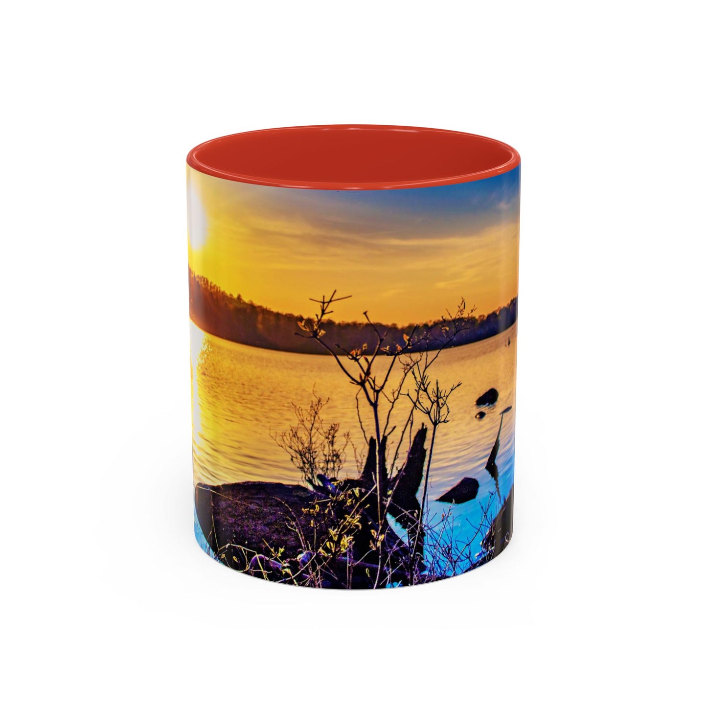 Two Tones, 11oz Accent, Ceramic Coffe Mug with Elegant High-Res, Full Color Natural Landscape Image.