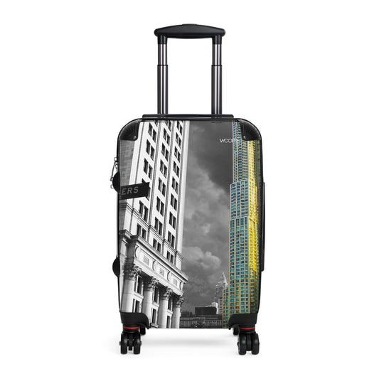 Cityscape Carry-On Suitcase — Black & Yellow Urban Travel Luggage